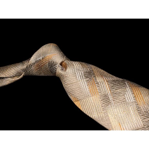 Philippe Ertu Brown Orange Abstract 100% Silk Men's Designer Tie - Picture 1 of 5